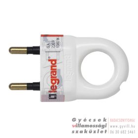 Legrand 2P csatlakozódugó 6A földeletlen fehér