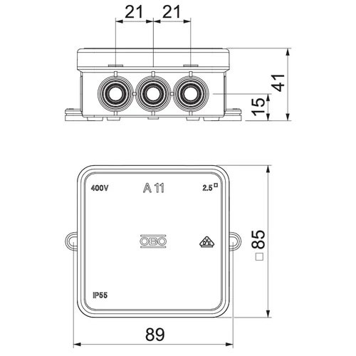 OBO Kötődoboz A11 85x85x40 IP55