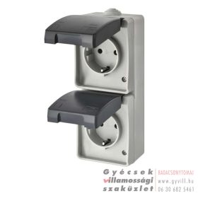   Emos Schuko Falon kívüli IP44 2x2P+F Csatlakozóaljzat függőleges szürke