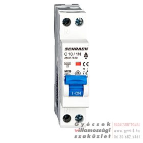 Schrack Amparo Kismegszakító 1P+N C 10A 4,5kA 1 modulos