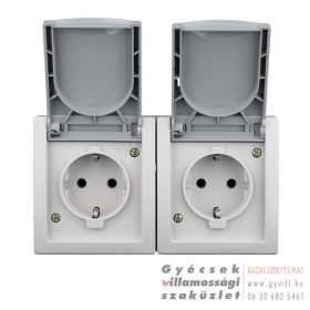   Schrack Visio IP54 Falon kívüli 2x2P+F Csatlakozóaljzat vízszintes szürke