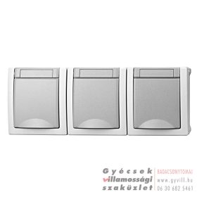   Schrack Visio IP54 Falon kívüli 3x2P+F Csatlakozóaljzat vízszintes szürke