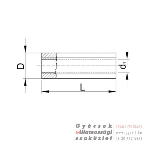 Szigetelt Toldóhüvely 2,5mm² (L=25mm, d1=2,8mm) KTH