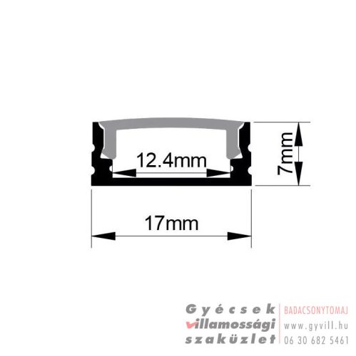 Nova Surface Falon kívüli LED Profil eloxált 17x7mm