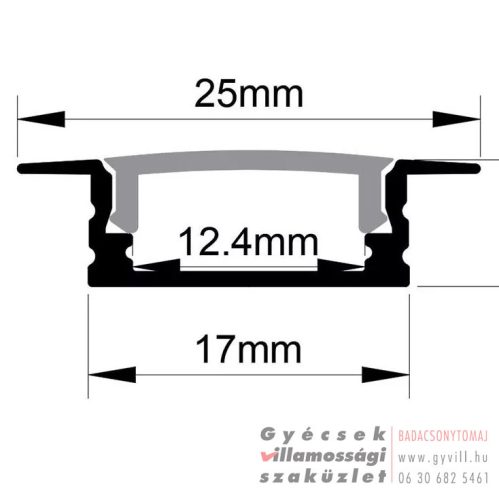 Nova Surface Süllyeszthető  LED Profil eloxált 17x7mm