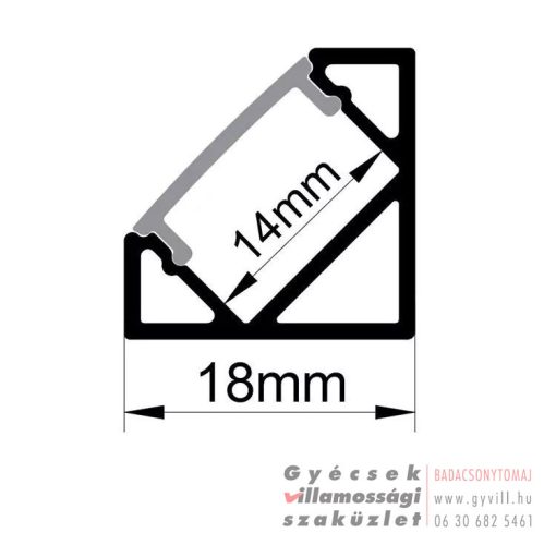 Nova Corner sarok LED Profil eloxált 18x18mm