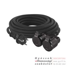   Emos Kültéri hosszabbító 20 m / 2 aljzat / fekete / gumi / 1,5 mm2