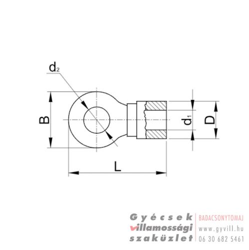 Szigetelt Szemes saru 1,5mm² (d1=1,7 d2=6,4mm) PSZ6