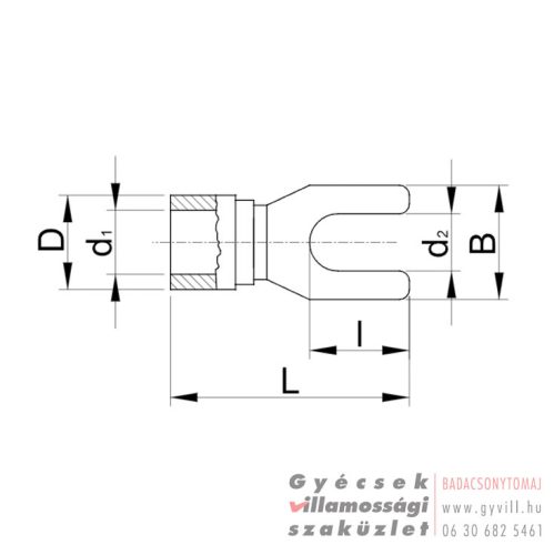Szigetelt Villás saru 1,5mm² (d1=1,7 d2=5,3mm) PV5