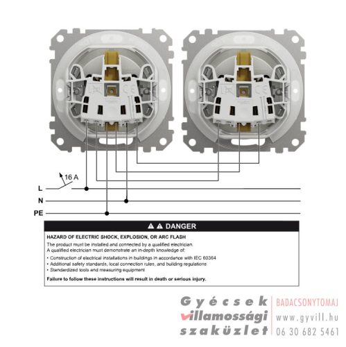 Schneider Sedna IP44 2P+F csatlakozóaljzat biztonsági zsaluval csapófedeles fehér 
