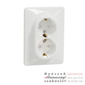  Schneider Sedna 2x2P+F csatlakozóaljzat biztonsági zsaluval fehér
