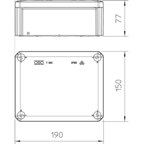 OBO Kötődoboz T160 OE 190x150x77 IP66 zárt