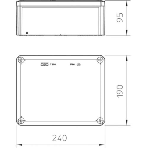 OBO Kötődoboz T250 OE 240x190x95 IP66 zárt