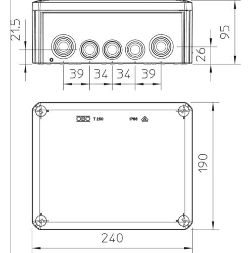 OBO Kötődoboz T250 240x190x95 IP66