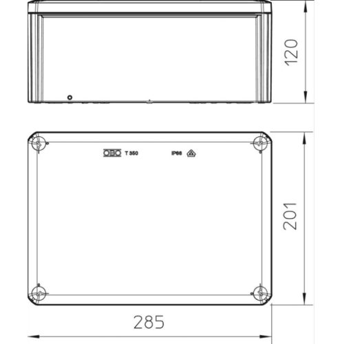 OBO Kötődoboz T350 OE 285x201x120 IP66 zárt