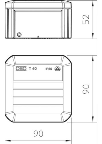 OBO Kötődoboz T40 OE 90x90x52 IP56 zárt