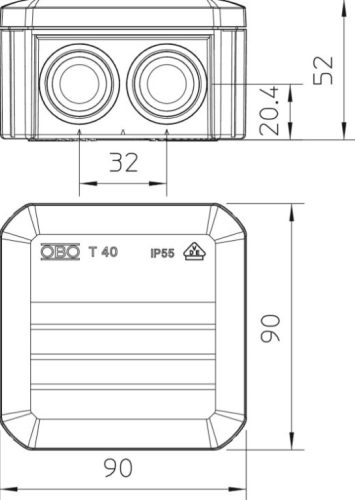 OBO Kötődoboz T40 90x90x52 IP56