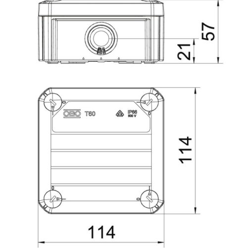 OBO Kötődoboz T60 114x114x57 IP66