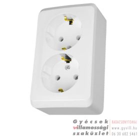   Schneider Prima Falon kívüli 2x2P+F Csatlakozóaljzat fehér