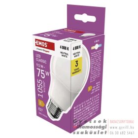   Emos Classic A60 / E27 / 9,5 W (75 W) / 1055 lm / Természetes fehér