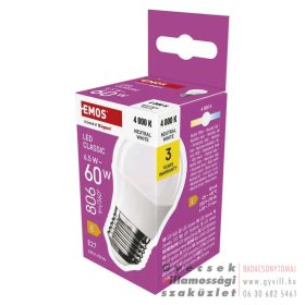   Emos Classic Mini Globe / E27 / 6,5 W (60 W) / 806 lm / Természetes fehér